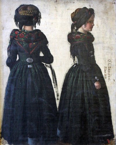 Friese vrouw in een dubbele weergave door Carl Ludwig Jessen